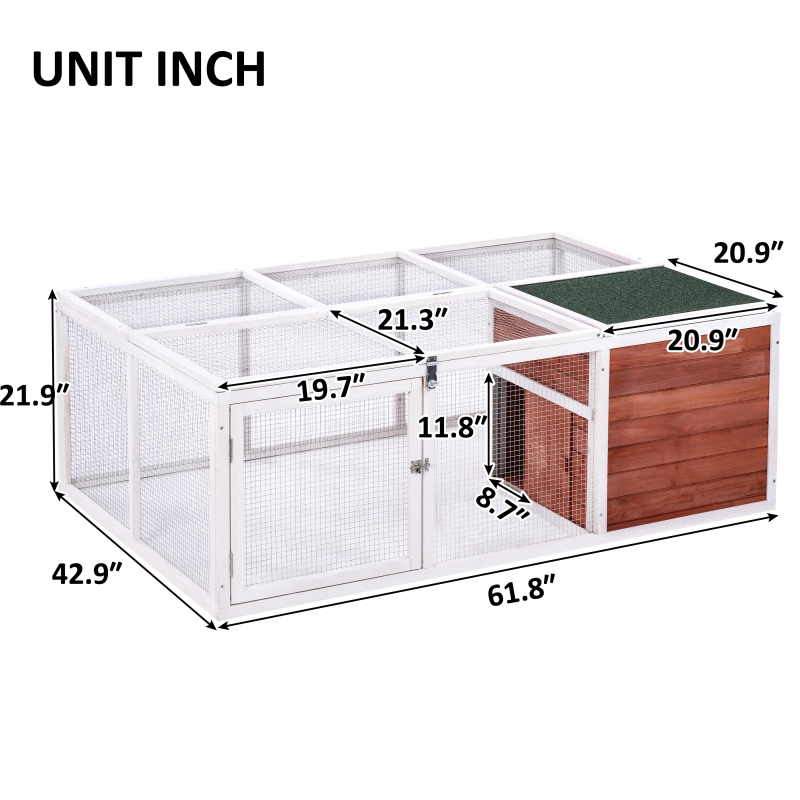 61.8 Inches Rabbit Playpen Chicken Coop Pet House Small Animal Cage & Enclosed Run Rabbit Cage Rabbit Accessories Rodent Cabin 
61.8 Inches Rabbit Playpen Chicken Coop Pet House Small Animal Cage & Enclosed Run Rabbit Cage Rabbit Accessories Rodent Cabin
