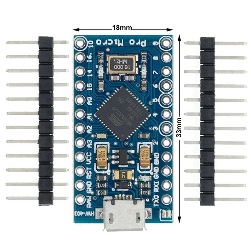 100 шт./лот Pro Micro для arduino ATmega32U4 модуль 5 В/16 МГц с 2 рядным штырьковым разъемом