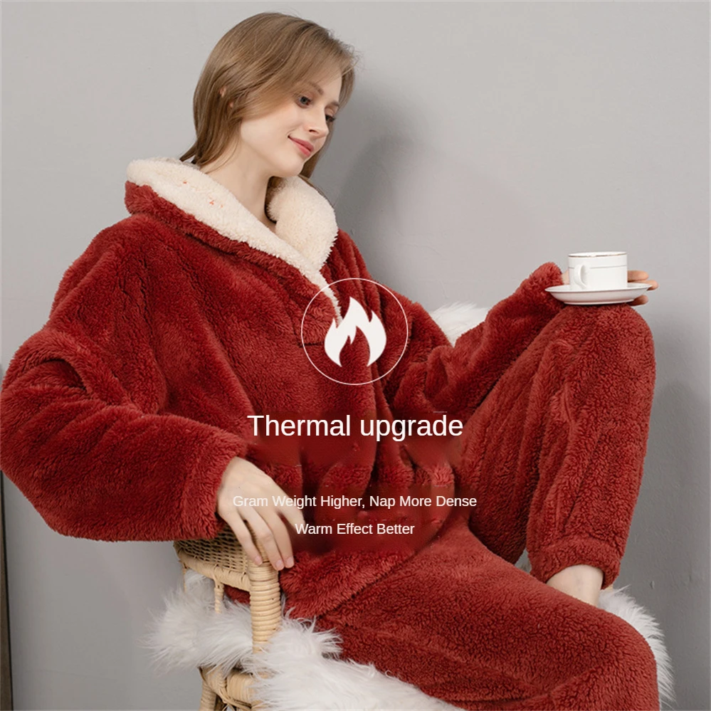 Ladies Pajamas Thickened Couple Home Service Two-piece Winter Pajamas Women Coral Velvet Pajamas Flannel Pajamas Set
Ladies Pajamas Thickened Couple Home Service Two-piece Winter Pajamas Women Coral Velvet Pajamas Flannel Pajamas Set