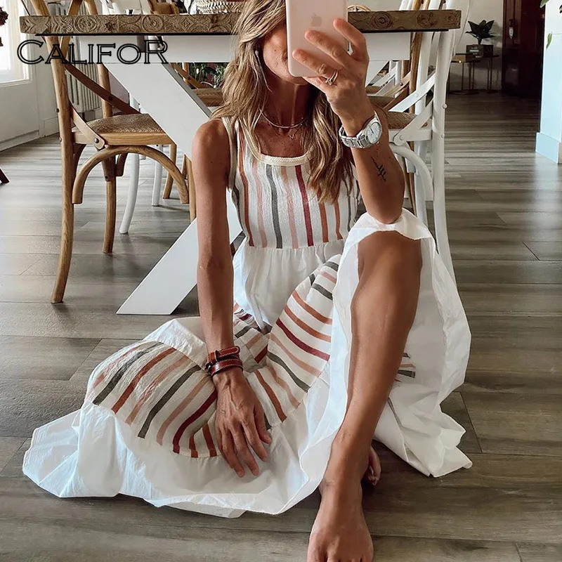 CALIFOR Sleeveless White Boho Dress Women Fashion Sundresses for Women 2021 Beach New Casual Splicing Long Dresses Female
CALIFOR Sleeveless White Boho Dress Women Fashion Sundresses for Women 2021 Beach New Casual Splicing Long Dresses Female
