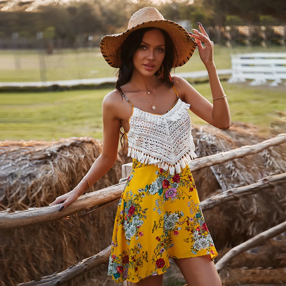 Boho Floral Print Vintage Spaghetti Strap Summer Mini Dress Party Tassel Chic Sundress Casual Women Beach Holiday Retro Vestiods
Boho Floral Print Vintage Spaghetti Strap Summer Mini Dress Party Tassel Chic Sundress Casual Women Beach Holiday Retro Vestiods