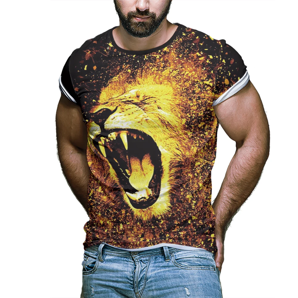 3D lion printed male T-shirt Summer new animal print tops men's T-shirt print casual T-shirt O-neck hip hop short sleeve
3D lion printed male T-shirt Summer new animal print tops men's T-shirt print casual T-shirt O-neck hip hop short sleeve