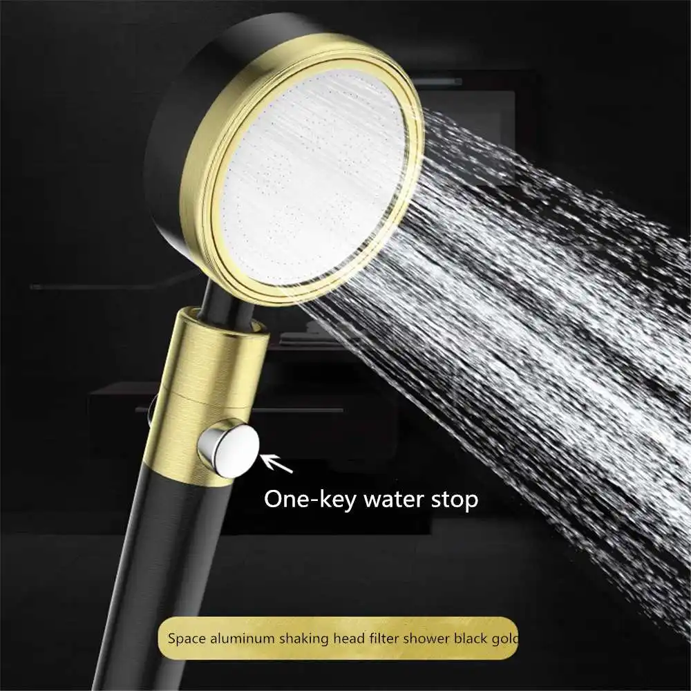Space Aluminum Black Gold Shower Head Pressurized Negative ion Water Purification Filter Nozzle Water Stop Hand Shower Sprayer
Space Aluminum Black Gold Shower Head Pressurized Negative ion Water Purification Filter Nozzle Water Stop Hand Shower Sprayer