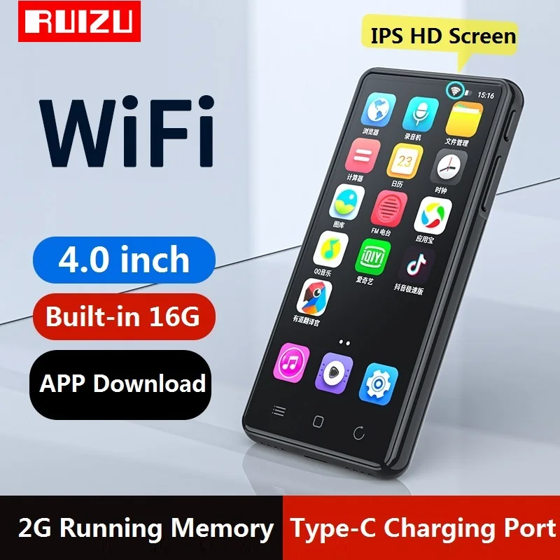 Оригинальный MP4 плеер RUIZU H8 Android Wi-Fi Bluetooth 5 0 полный сенсорный экран 4 дюйма 16 ГБ