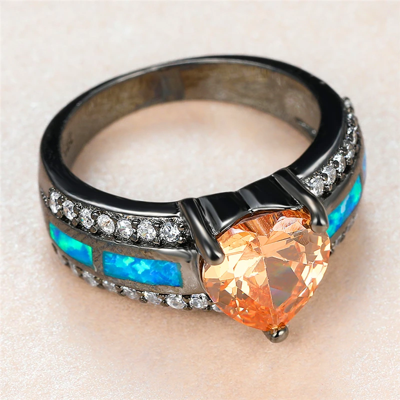 Crystal Female Champagne Heart Ring Charm 14KT Black Gold Wedding Rings For Women Cute Bride Blue Opal Engagement Ring
Crystal Female Champagne Heart Ring Charm 14KT Black Gold Wedding Rings For Women Cute Bride Blue Opal Engagement Ring