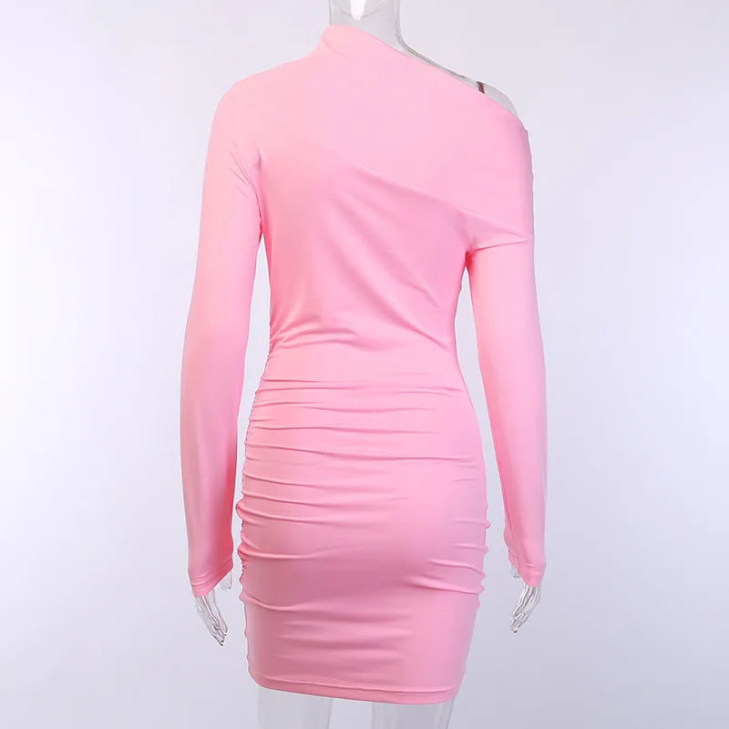 Женское мини-платье с одним плечом и длинным рукавом Vestidos платья для подиума 2019
