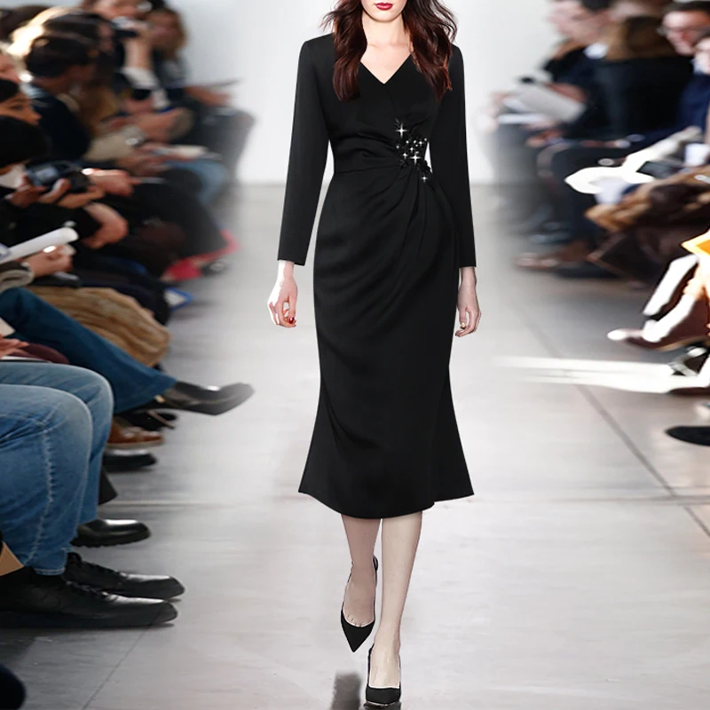 2021 Early Autumn Dress Women Fashion Runway Black Pink Embroidery 3D Flowers Elegant Pleated Slim Dresses
2021 Early Autumn Dress Women Fashion Runway Black Pink Embroidery 3D Flowers Elegant Pleated Slim Dresses