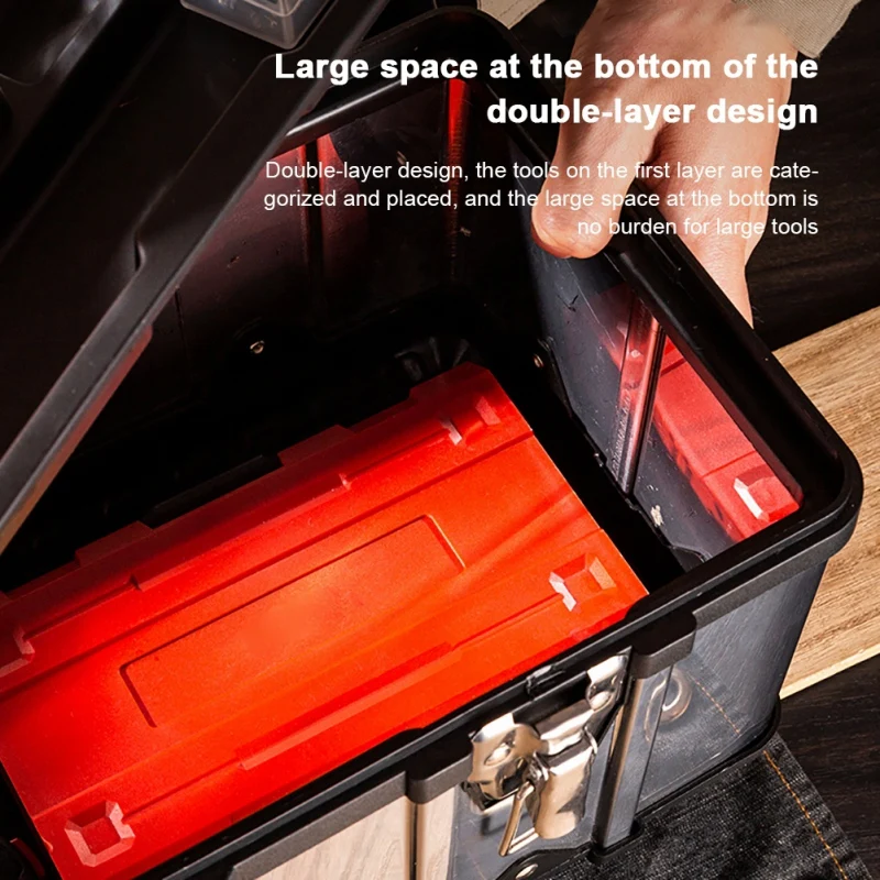 Double Layer Stainless Steel Tool Box Plastic Portable Organizer Hardware Toolbox with Handle Dropshipping 20inch
Double Layer Stainless Steel Tool Box Plastic Portable Organizer Hardware Toolbox with Handle Dropshipping 20inch
