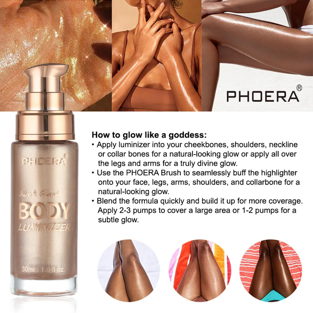 PHOERA Body luminizer макияж крем для лица тела мерцающий жидкость осветление|Тональная