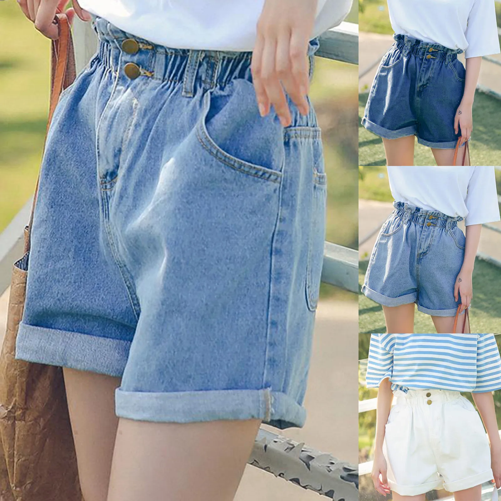 Women jeans denim shorts 2021 summer High Waist Elastic Waist Wide legging OversizeJeans Shorts Pants Fashion Trousers vaqueros
Women jeans denim shorts 2021 summer High Waist Elastic Waist Wide legging OversizeJeans Shorts Pants Fashion Trousers vaqueros