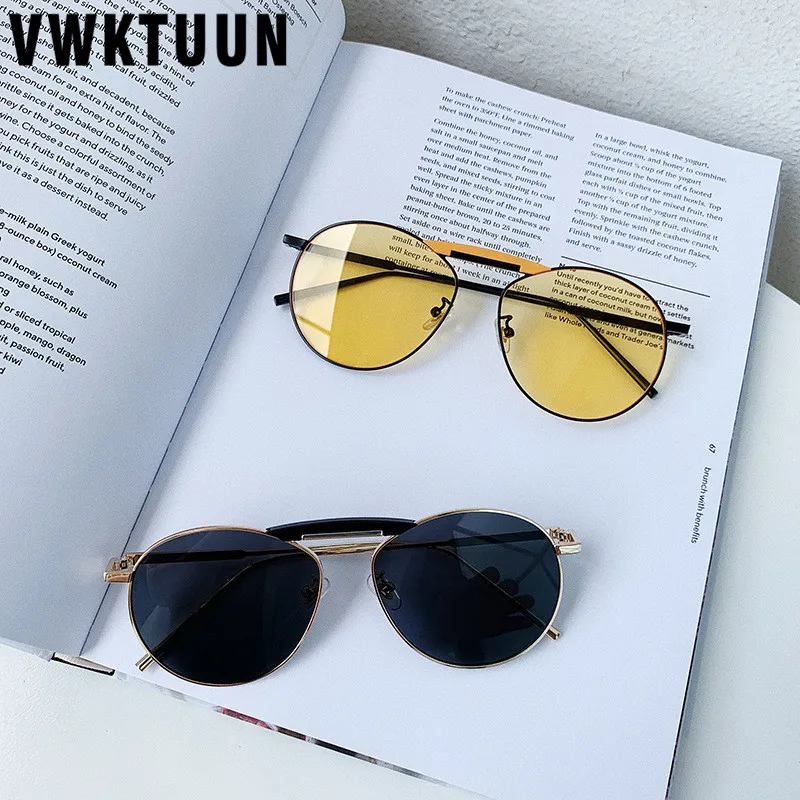 Женские солнцезащитные очки VWKTUUN большие круглые затемненные с двойным лучом и