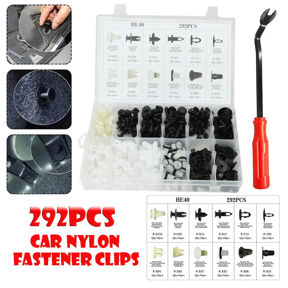 For Toyota 12 Size 292pcs Auto Fastener Clip Mixed Car Body Push Retainer Pin Rivet Fender Door Bumper Trim Panel Retainer Tool
For Toyota 12 Size 292pcs Auto Fastener Clip Mixed Car Body Push Retainer Pin Rivet Fender Door Bumper Trim Panel Retainer Tool