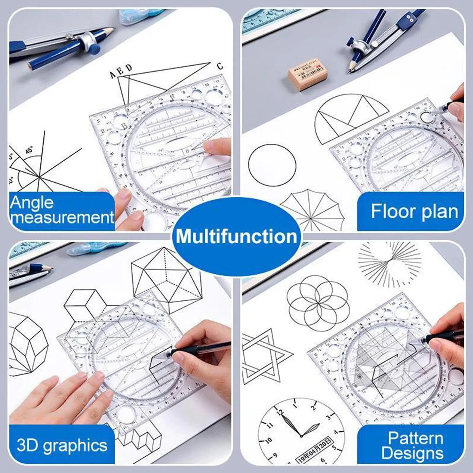 Fashion fast Multifunctional drawing ruler Creative Drawing Ruler Mathematical Geometry Template Study accessoires
Fashion fast Multifunctional drawing ruler Creative Drawing Ruler Mathematical Geometry Template Study accessoires