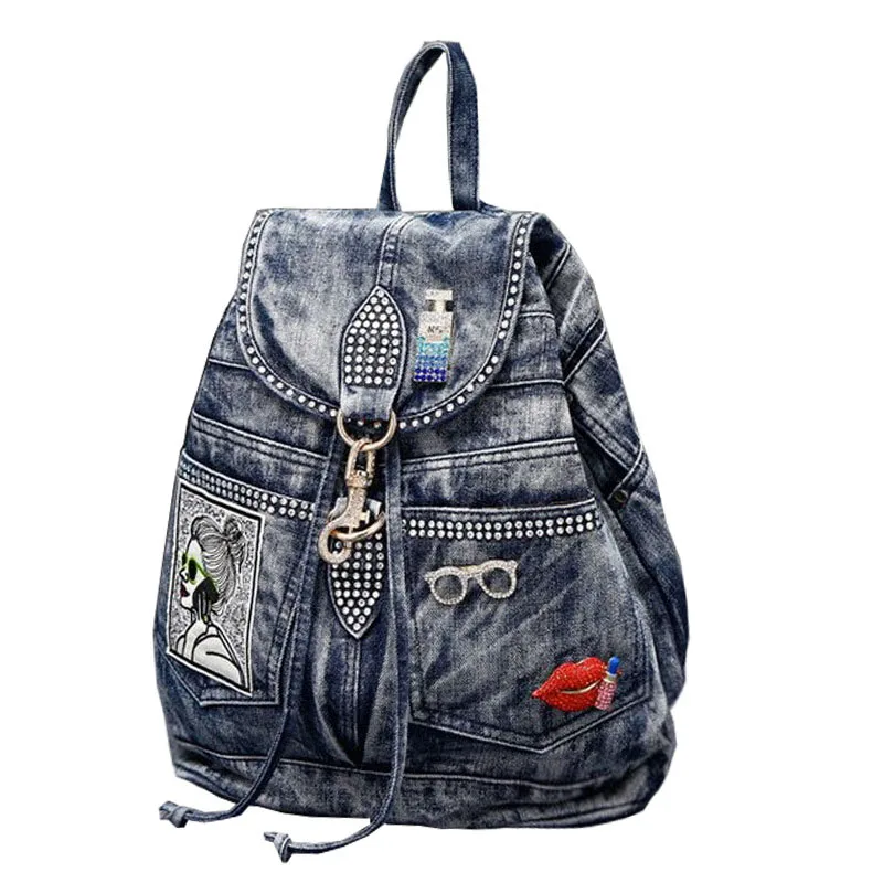 Luxury Denim Diamonds Women Backpack High Quality Anti Theft Backpacks Female Casual Back Pack Bag Girl Designer Travel Backpack
Luxury Denim Diamonds Women Backpack High Quality Anti Theft Backpacks Female Casual Back Pack Bag Girl Designer Travel Backpack
