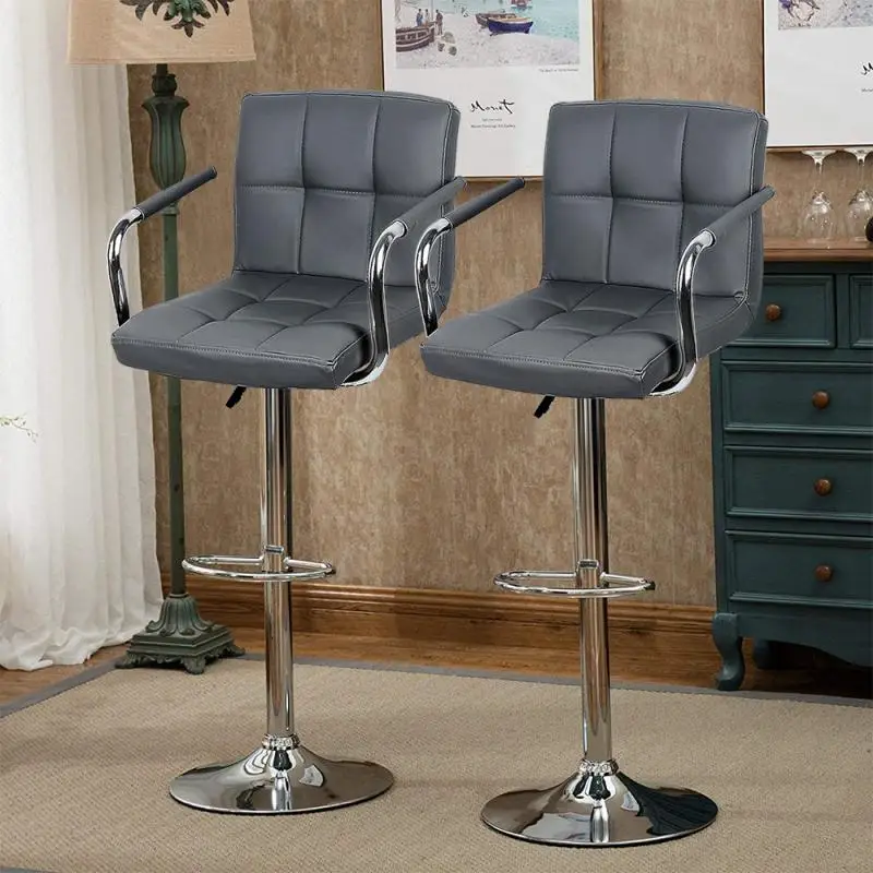 

Барные стулья 2 шт., современный модный барный стул из мягкой искусственной кожи, поворотный регулируемый высокий стул, мебель для кухни и ба...