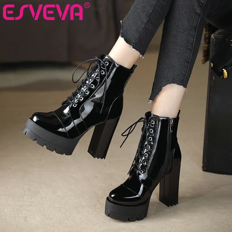 ESVEVA/2021 г. Модные ботильоны в западном стиле женские Ботинки Зимняя женская обувь из PU искусственной кожи на высоком каблуке ботинки на молни... 
ESVEVA/2021 г. Модные ботильоны в западном стиле женские Ботинки Зимняя женская обувь из PU искусственной кожи на высоком каблуке ботинки на молни...