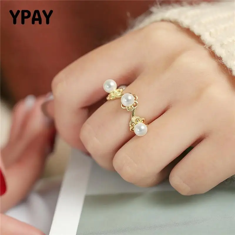 YPAY 100% 925 Sterling Silver Natural Freshwater Pearl Rings for Women Gold Plated Flower Open Ring Fine Party Jewelry YMR689
YPAY 100% 925 Sterling Silver Natural Freshwater Pearl Rings for Women Gold Plated Flower Open Ring Fine Party Jewelry YMR689