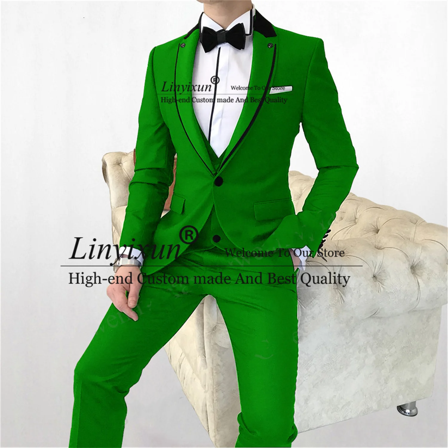 Fashion Green Men Suit Slim Fit Black Collar Double Lapel Wedding Groom Tuxedo Prom Party Business Male Blazer Set Costume Homme
Fashion Green Men Suit Slim Fit Black Collar Double Lapel Wedding Groom Tuxedo Prom Party Business Male Blazer Set Costume Homme