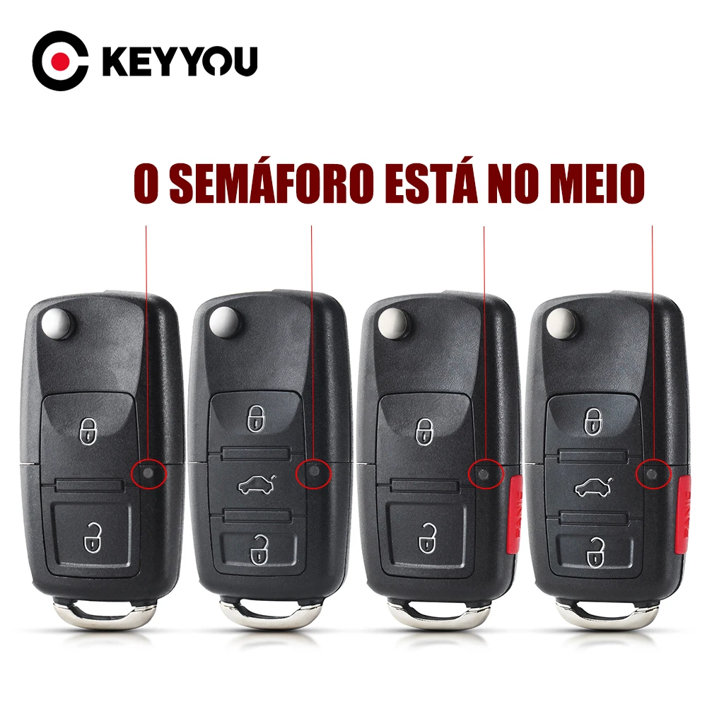 

KEYYOU 2/3/4 Buttons Car Remote Key Flip Folding Blank Shell Case For Volkswagen Vw Jetta Golf Passat Beetle Skoda Seat Polo B5