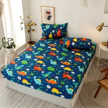 Bonenjoy Bed Sheet Sets Single/Double/Queen Size sabanas de cama Dinosaur Cartoon Style Sheets on an Elastic Band For Kids