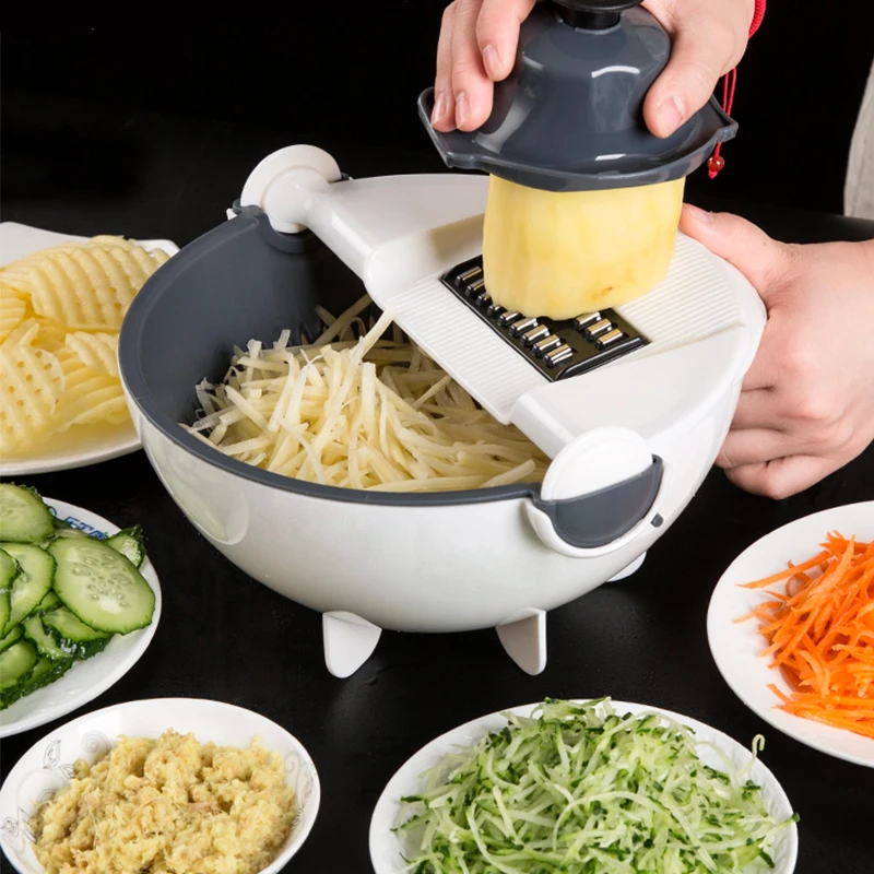 Onion Potato Slicer Kitchen Tools 9 In 1 Multifunctional Rotate Vegetable Potato Chip Drain Fruit Cutter Grater Basket Shredder
Onion Potato Slicer Kitchen Tools 9 In 1 Multifunctional Rotate Vegetable Potato Chip Drain Fruit Cutter Grater Basket Shredder