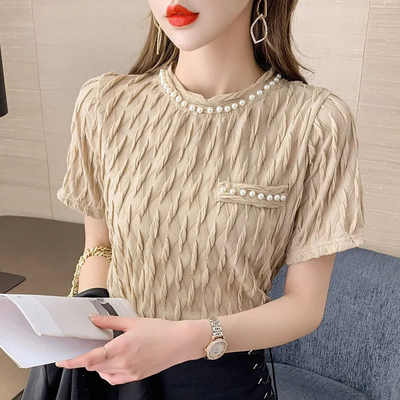 new Beaded Folds T Shirt Women Harajuku Vogue Tshirt Short Sleeve Streetwear Ladies Lace Summer Female T-shirt women clothes
new Beaded Folds T Shirt Women Harajuku Vogue Tshirt Short Sleeve Streetwear Ladies Lace Summer Female T-shirt women clothes