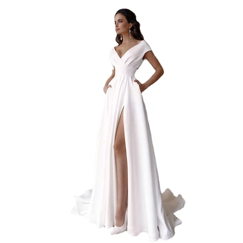 WEPBEL Slim-Fit Dress Women's Sexy Solid Short-Sleeved Dress Elegance V-neck High Waist V-neck Off-Shoulder Split Party Dress
WEPBEL Slim-Fit Dress Women's Sexy Solid Short-Sleeved Dress Elegance V-neck High Waist V-neck Off-Shoulder Split Party Dress