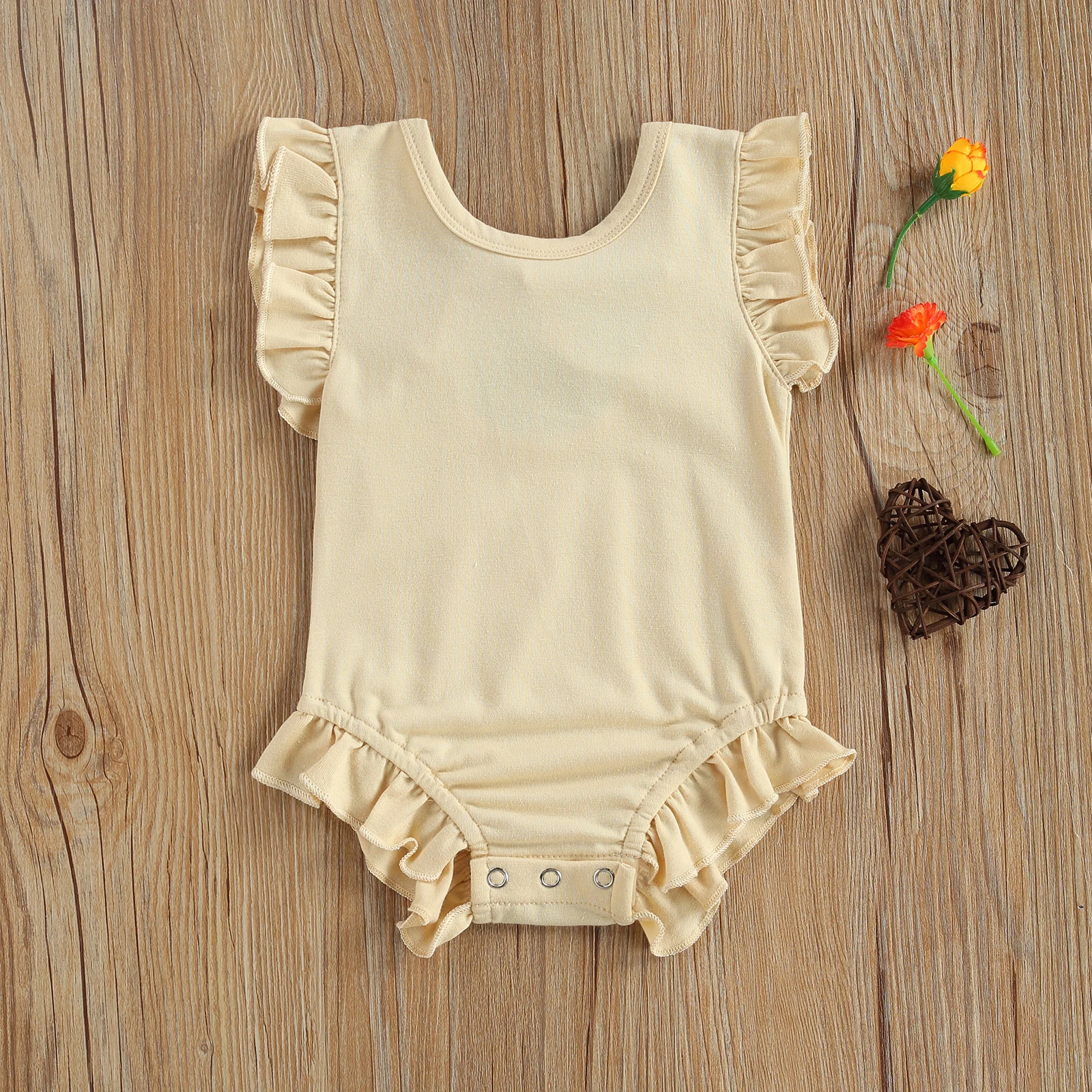 Newborn Baby Girls Cute Romper Round Neck Fly Sleeve Ruffle Trim Jumpsuit Clothes Solid Color Outfit Baby Girl Summer 0-18M 
Newborn Baby Girls Cute Romper Round Neck Fly Sleeve Ruffle Trim Jumpsuit Clothes Solid Color Outfit Baby Girl Summer 0-18M