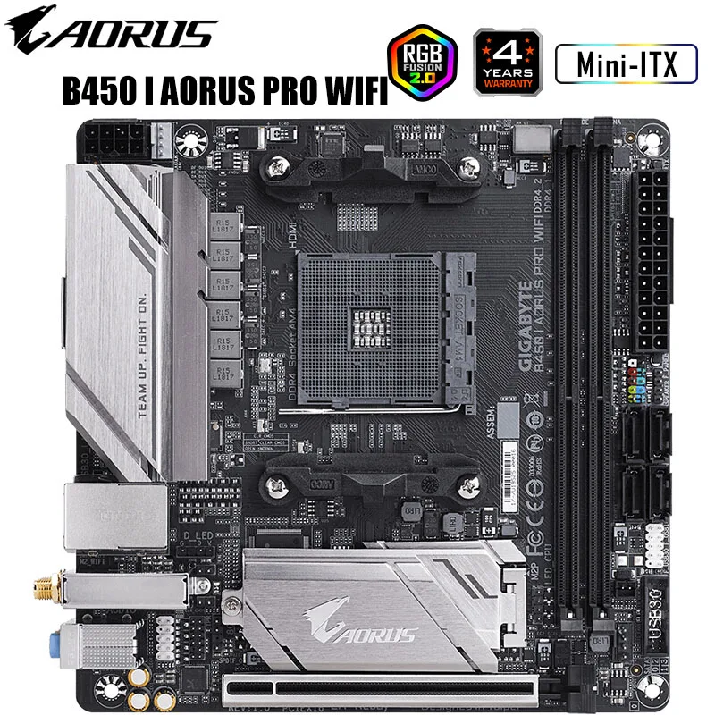 

GIGABYTE B450 I AORUS PRO WIFI Mini-ITX Desktop DIY Motherboard (AMD B450/Socket AM4) Support DP M.2 DDR4 Ryzen Series Processor
