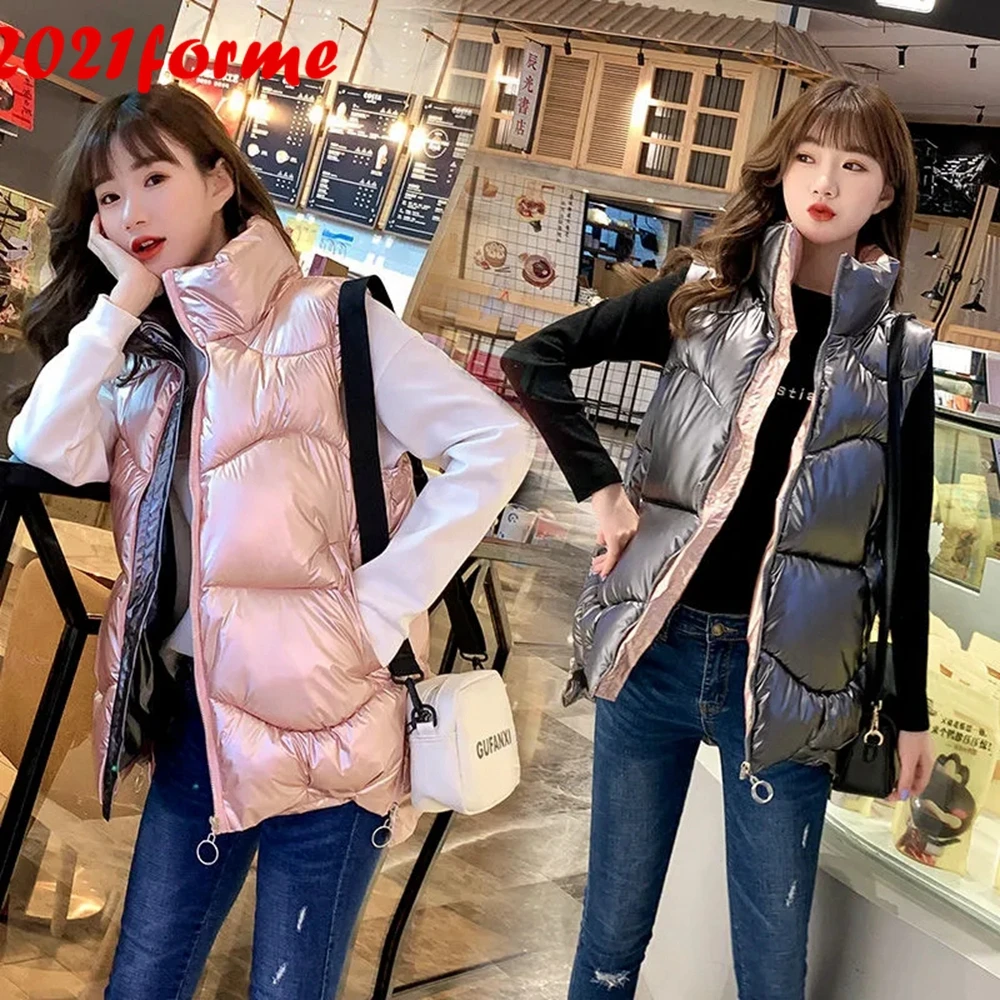 Winter New Women Down Cotton Vest Solid Short Stand Collar Sleeveless Jacket Coat Oversize Pockets Women's Vest Female Outwear
Winter New Women Down Cotton Vest Solid Short Stand Collar Sleeveless Jacket Coat Oversize Pockets Women's Vest Female Outwear