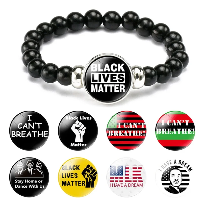 Black Lives Matter Beaded Bracelet American Protest Glass Dome Snap Buttons I Can Not Breathe Bracelets Unisex Jewelry Gift
Black Lives Matter Beaded Bracelet American Protest Glass Dome Snap Buttons I Can Not Breathe Bracelets Unisex Jewelry Gift