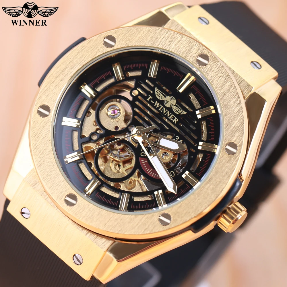

2021 WINNER Mens Watches Automatic Mechanical Skeleton Watch montre homme luxe Men Luxury Top Brand Wristwatch Glow Male Clock