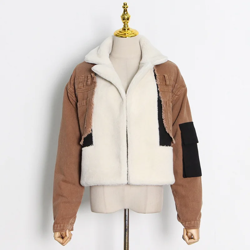 Winter Lambswool Denim Women Jacket Autumn Patchwork Turndown Collar Warm Women Coat Fashion Long Sleeve Manteau Femme Hiver
Winter Lambswool Denim Women Jacket Autumn Patchwork Turndown Collar Warm Women Coat Fashion Long Sleeve Manteau Femme Hiver