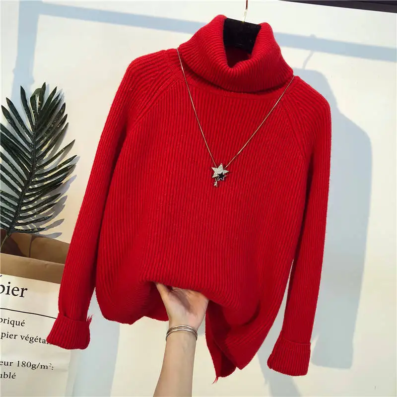 2021 New Red Knitted Pullover Sweaters Women Warm Turtleneck Long Sleeve Casual Loose Female Knitwear Jumper Autumn Winter
2021 New Red Knitted Pullover Sweaters Women Warm Turtleneck Long Sleeve Casual Loose Female Knitwear Jumper Autumn Winter