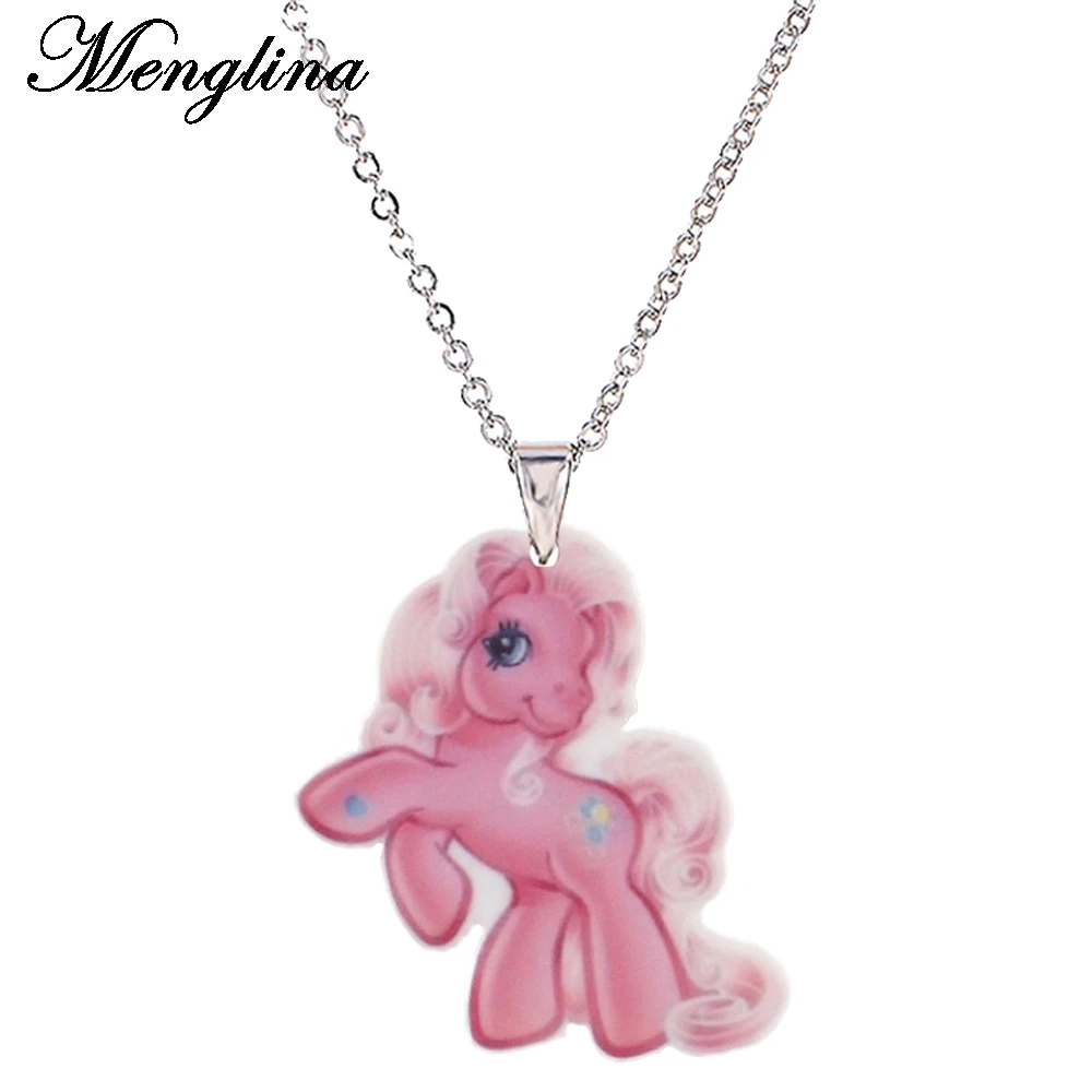Menglina модное акриловое ожерелье с розовой лошадкой из мультфильма для девочек