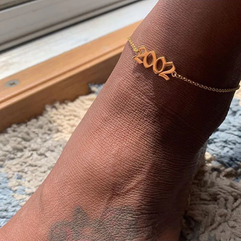 1980-2020 Birth Year Ankle Leg Bracelet Women's Fashion Jewelry Stainless Steel Gold Color Custom Number Anklet Best Friend Gift
1980-2020 Birth Year Ankle Leg Bracelet Women's Fashion Jewelry Stainless Steel Gold Color Custom Number Anklet Best Friend Gift