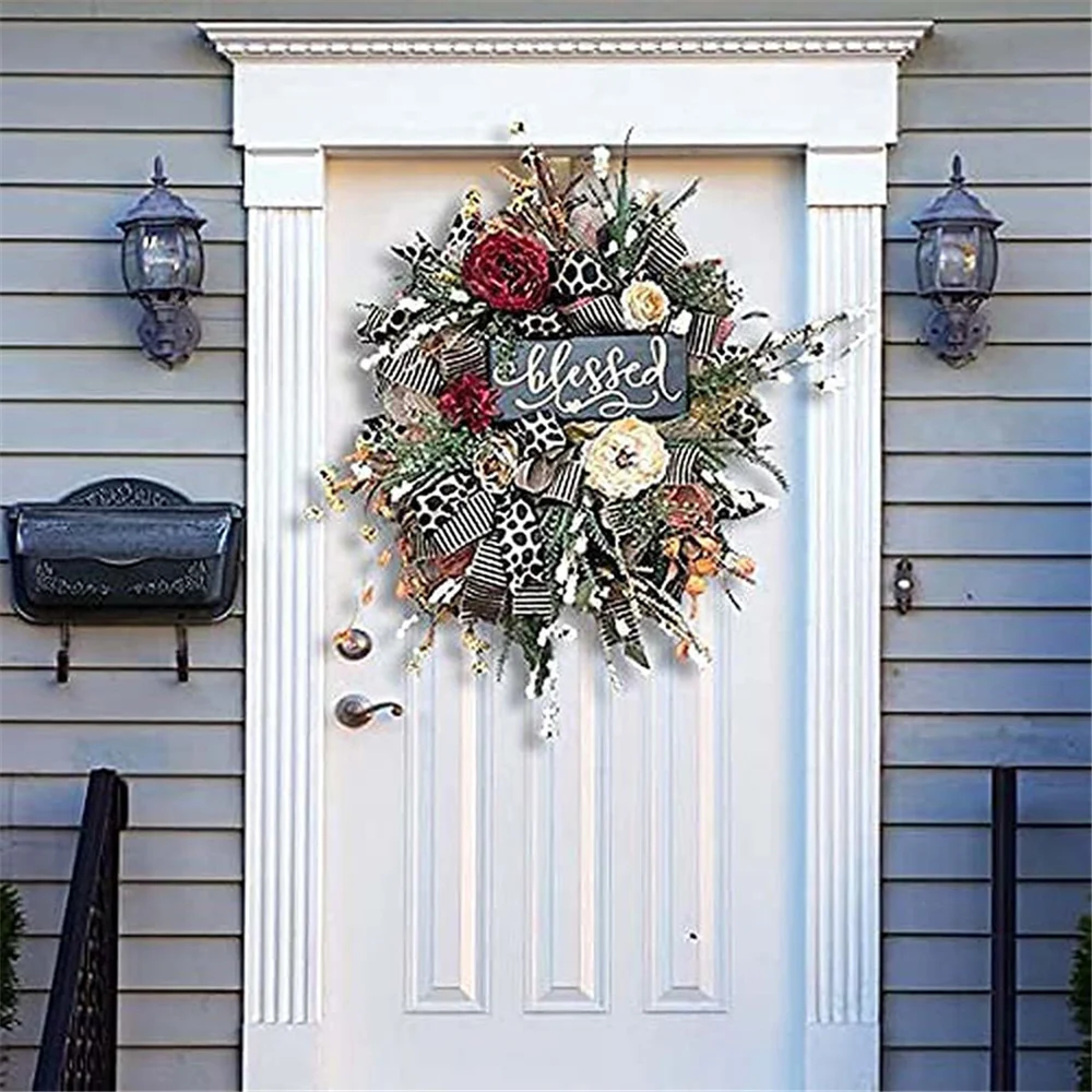 Leopard Sunflower Wreath Decoration Door Hanging Rattan Ornament Garland Christmas Round Fake Flower Wreath Home Decorations
Leopard Sunflower Wreath Decoration Door Hanging Rattan Ornament Garland Christmas Round Fake Flower Wreath Home Decorations