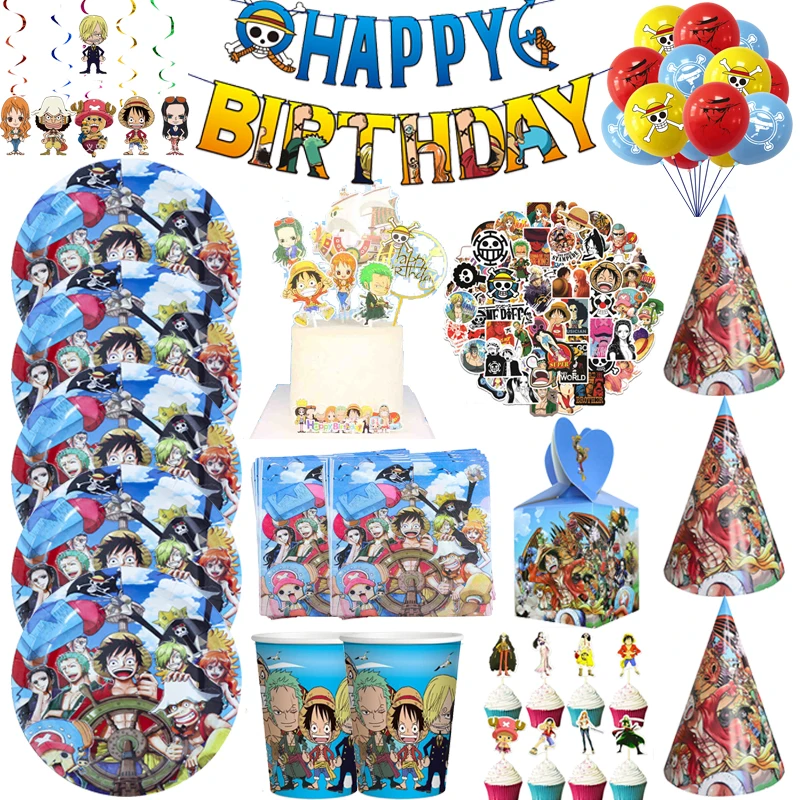 One Piece Theme Disposable Party Tableware Happy Birthday Decoration Cup Plate Latex Balloon Party Baby Shower Supplies Kid Gift
One Piece Theme Disposable Party Tableware Happy Birthday Decoration Cup Plate Latex Balloon Party Baby Shower Supplies Kid Gift
