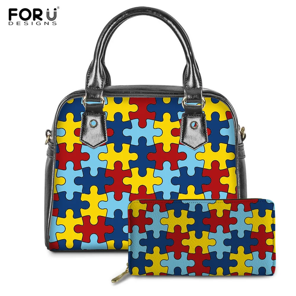 FORUDESIGNS 2Set Handbags Purse Women Autism Awareness Pattern Top-Handle Pride Bag Beach Totes Females Luxury PU Shoulder Bag
FORUDESIGNS 2Set Handbags Purse Women Autism Awareness Pattern Top-Handle Pride Bag Beach Totes Females Luxury PU Shoulder Bag