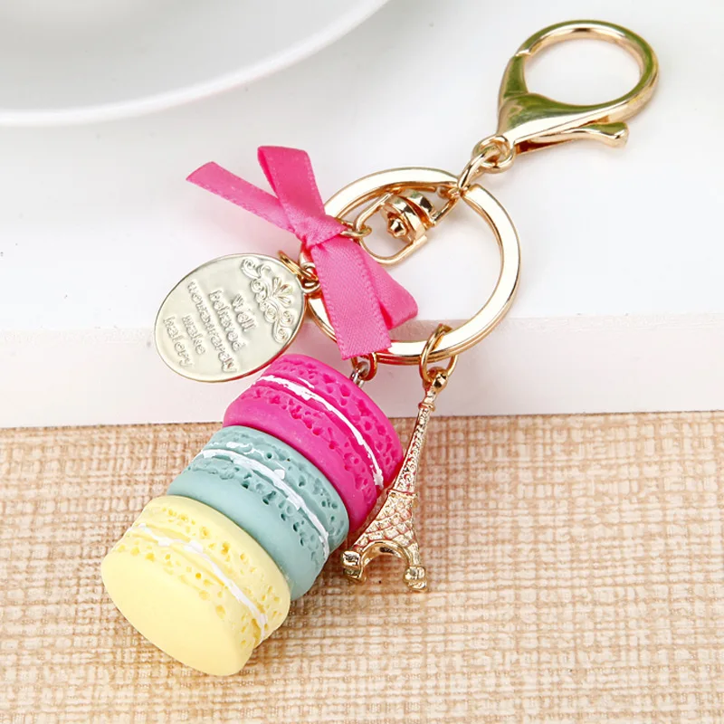 Hot Sale Fashion Cake Key chain Fashion Car Key Ring Women Bag Charm Accessories France Cake Macarons with Eiffel Tower Keychain
Hot Sale Fashion Cake Key chain Fashion Car Key Ring Women Bag Charm Accessories France Cake Macarons with Eiffel Tower Keychain