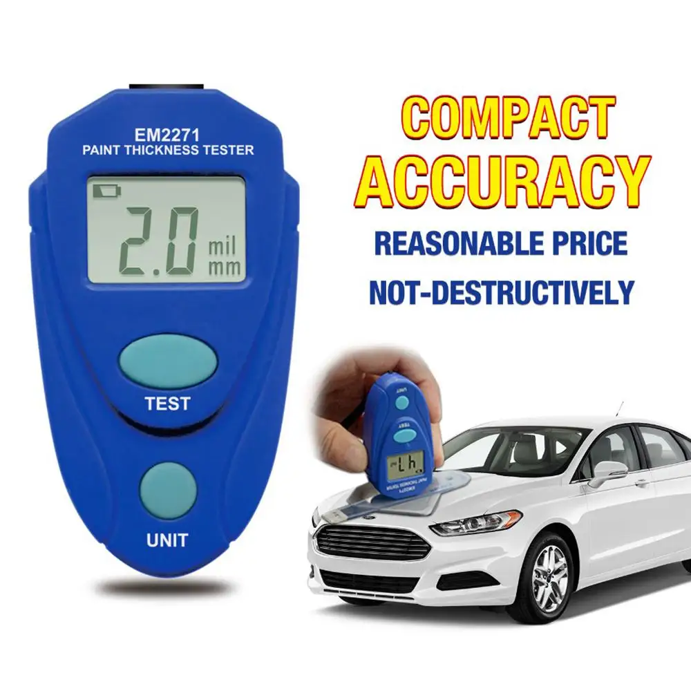 

EM2271/EM2271A LCD Digital Automobile Thickness Gauge Mini Car Paint Tester Display Thickness Coating Meter Testing Instrument