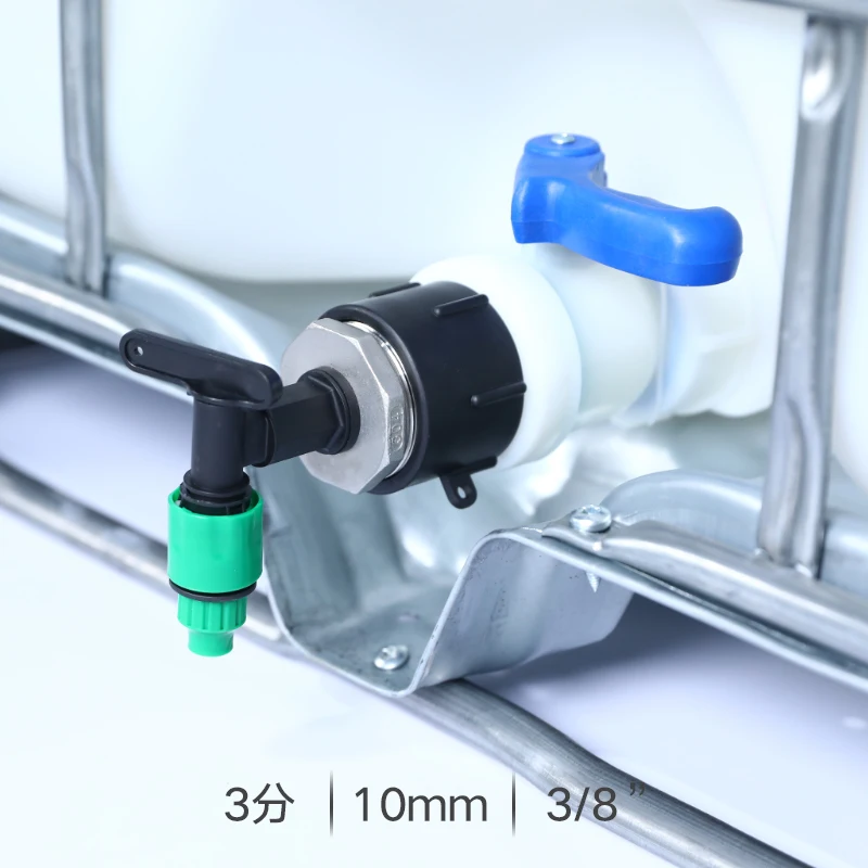 S60X6 thread to 3/8 Garden Water Ball Valve for IBC tank Water Tap Cap With adapter nozzle Hose Connection