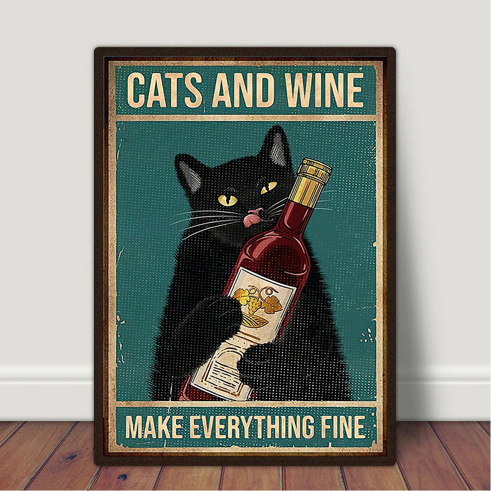 Cat and Wine Make Everything Fine Poster Funny Vintage Canvas Prints Painting Animal Retro Sign Wall Art Picture for Home Decor
Cat and Wine Make Everything Fine Poster Funny Vintage Canvas Prints Painting Animal Retro Sign Wall Art Picture for Home Decor