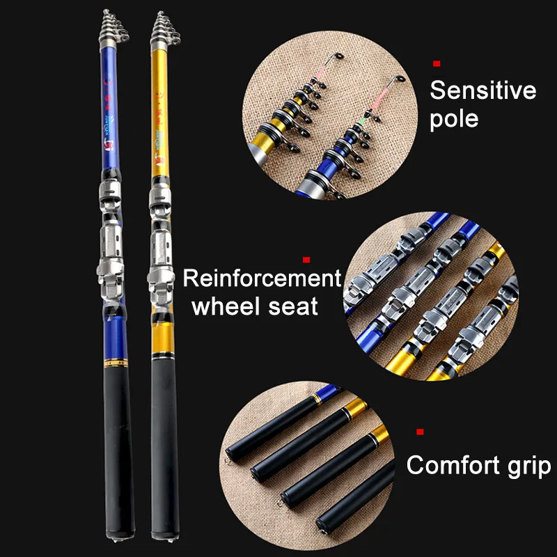 Portable Sea Fishing Rod Pole Carbon Fiber 1.8/2.1/2.4/2.7/3.0m Telescopic Spinning Reel Fish Tackle CMG786
Portable Sea Fishing Rod Pole Carbon Fiber 1.8/2.1/2.4/2.7/3.0m Telescopic Spinning Reel Fish Tackle CMG786