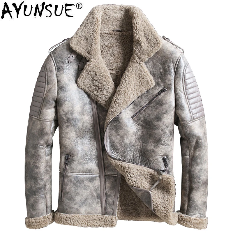 AYUNSUE Mens Genuine Leather Jacket Winter Real Fur Sheepskin Coat Motorcycle Shearling Jacket Men Veste Cuir Homme 2020 Wp221A
AYUNSUE Mens Genuine Leather Jacket Winter Real Fur Sheepskin Coat Motorcycle Shearling Jacket Men Veste Cuir Homme 2020 Wp221A