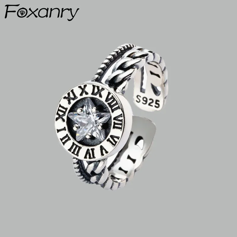 Foxanry 925 Stamp Zircon Rings New Fashion Vintage Handmade Chain Weaving Party Jewelry for Women Size 16mm Adjustable
Foxanry 925 Stamp Zircon Rings New Fashion Vintage Handmade Chain Weaving Party Jewelry for Women Size 16mm Adjustable