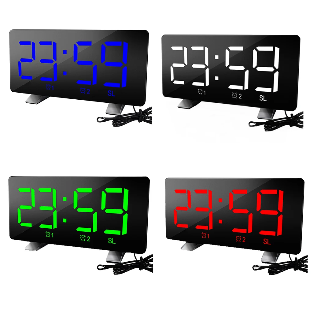 

Digital Clock Large Display, LED Electric Alarm Clocks Mirror Surface for Makeup with Dimming Mode, 3 Levels Brightness