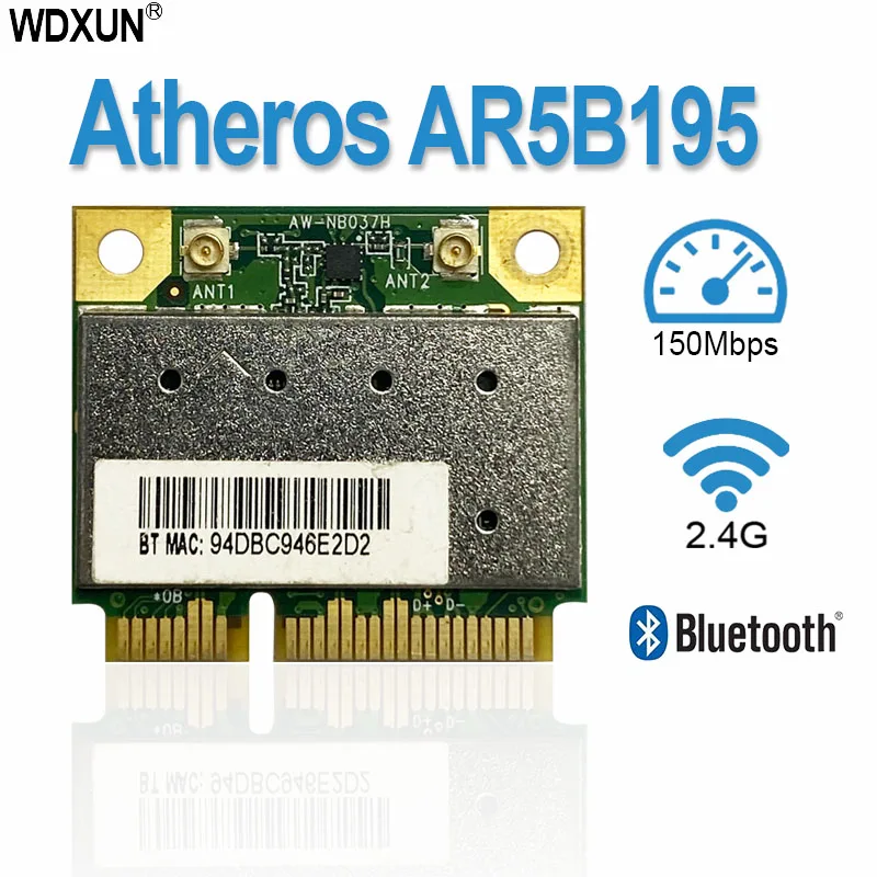 Половинная мини PCI-E Atheros AR5B195 Wifi для сетевой карты AzureWave A 150 Мбит/с + Buletooth 3 0 |