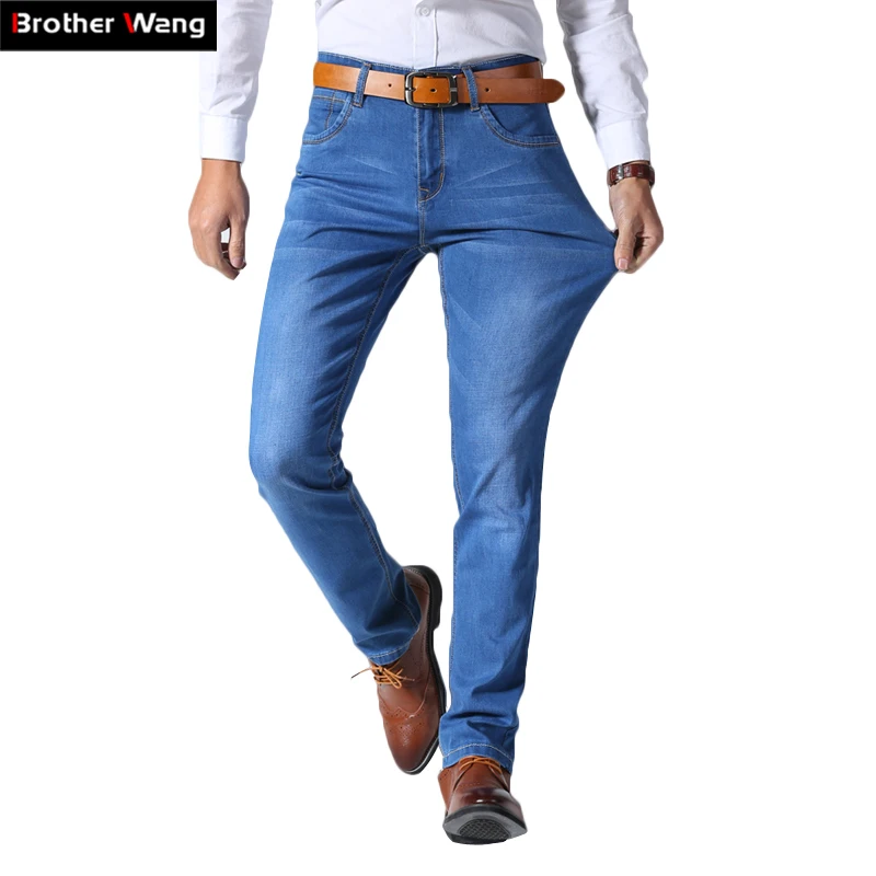 Brother Wang Classic Style Men Brand Jeans Business Casual Stretch Slim Denim Pants Light Blue Black Trousers Male
Brother Wang Classic Style Men Brand Jeans Business Casual Stretch Slim Denim Pants Light Blue Black Trousers Male