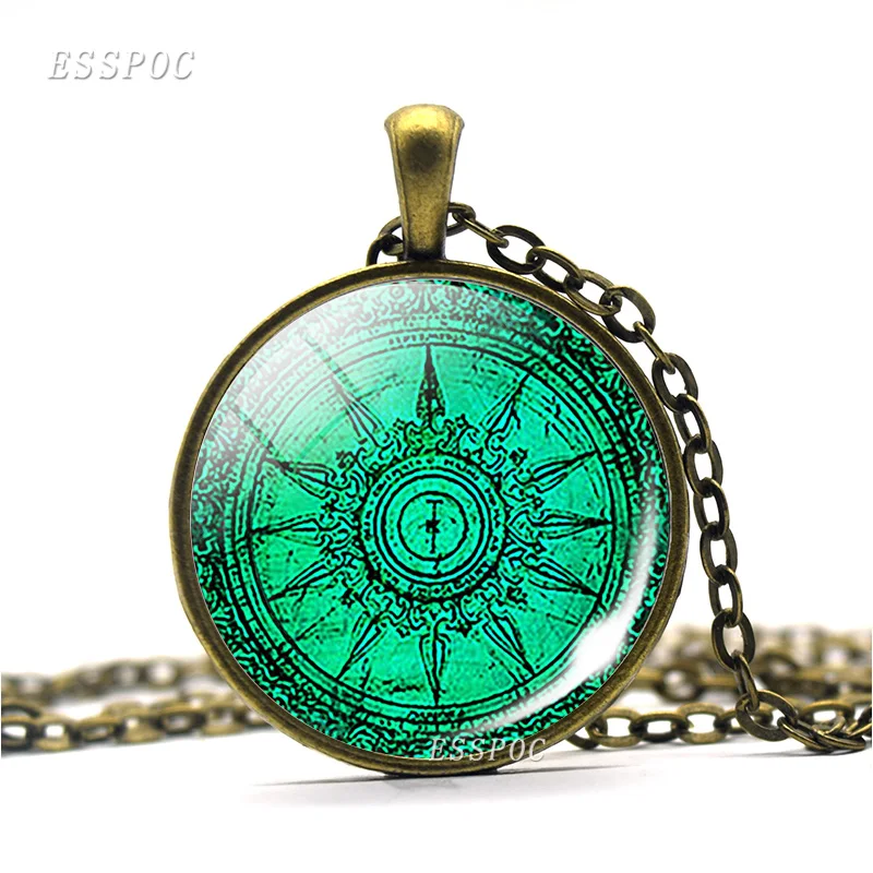 

Hot Round Glass Cabochon Jewelry Steampunk Compass Pendant Vintage Compass Pendant Necklace Archaeology Tour Jewerly Gift